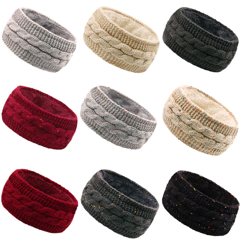 Winter Headband Fleece - عصابة رأس منفوشة من الصوف للنساء،
