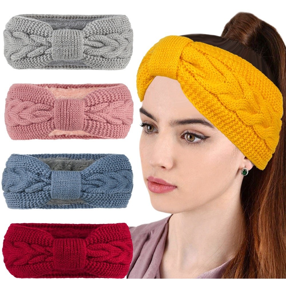 Winter Headband Fleece - الشتاء محبوك النساء Headbands رشاقته صوف