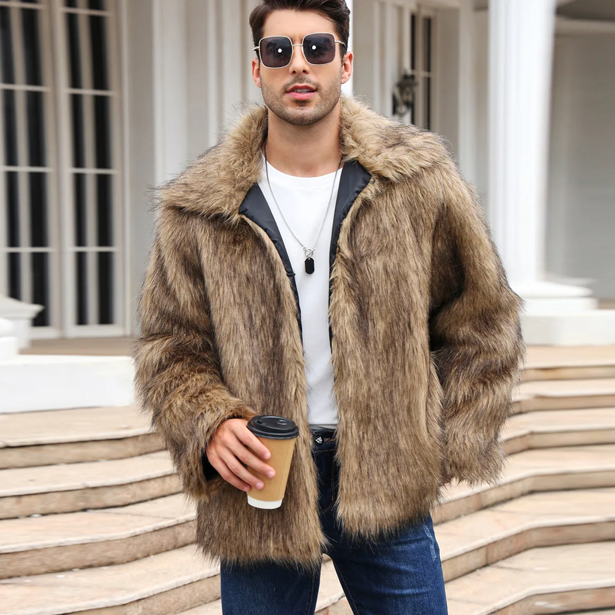 الرجال فو الثعلب الفراء سترة م - مراجعة Down Jacket Packable وسعره